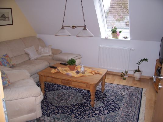 Wohnzimmer mit Sitzecke und TV